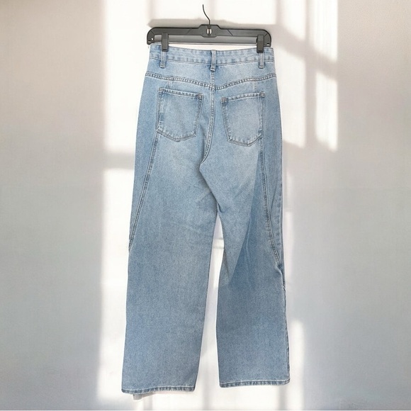 NWOT Commense Seamed Jeans Straight Leg High Rise Denim Medium Wash Blue Size S - Picture 5 of 5